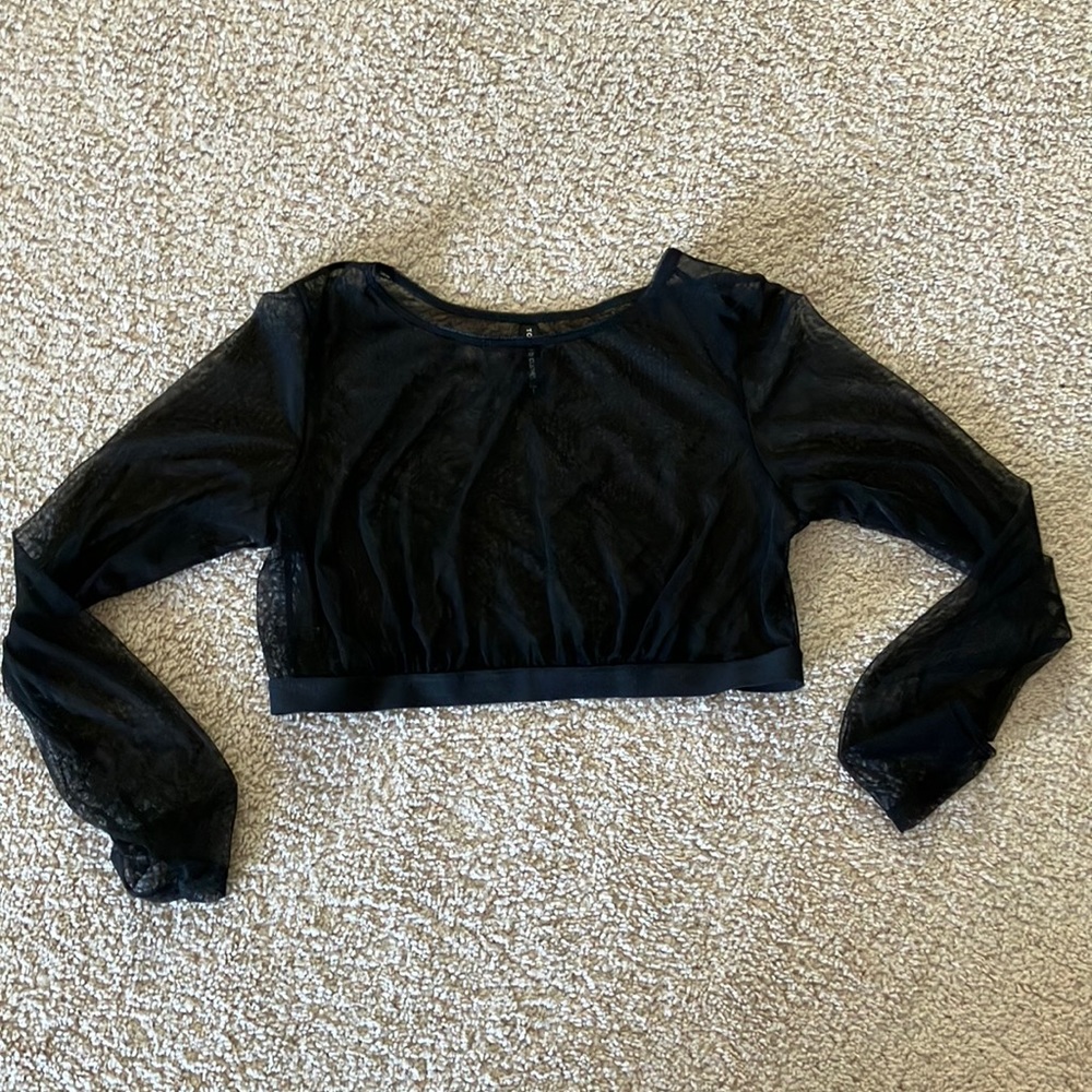 Black Mesh Crop Top
